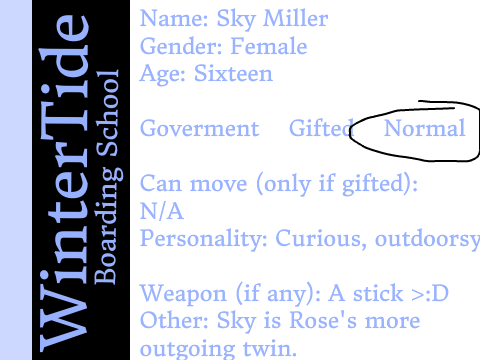WinterTide Boarding School Bio Form~ Sky