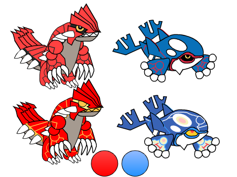 Chibi Weather Trio(Only the rival members not Rayquaza) + Primal Reversions