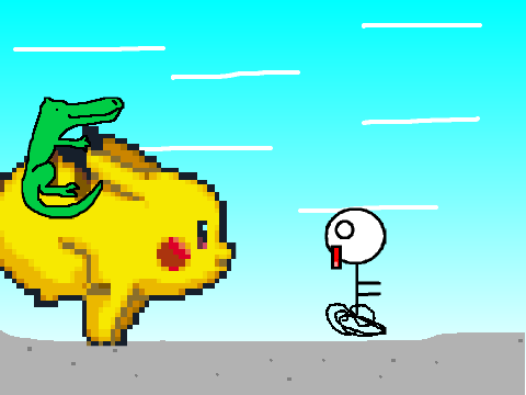 Add yourself running/riding from/on a giant Pikachu! remix