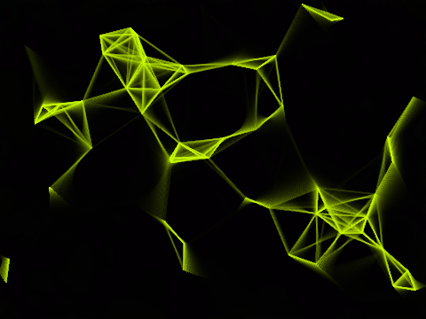 Dot network with continuous shape change (colorized)