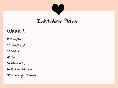 Inktober Plans - TheAzureRose edition