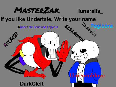 Write your name here if you like Undertale!  remix