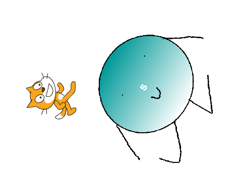 Bubble man joins Scratch cat with spinning