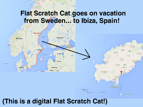 Flat Scratch Cat goes to Ibiza