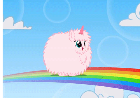 PINK FLUFFY UNICORN DANCING ON RAINBOWS