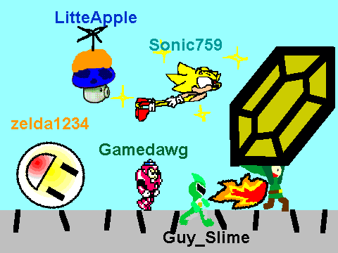Add yourself chasing link and a giant Rupee[2]