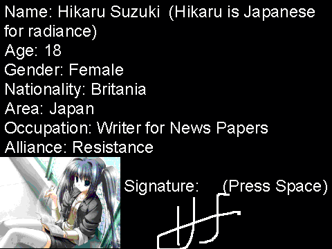 Hikaru Suzuki for Code Geass RPG