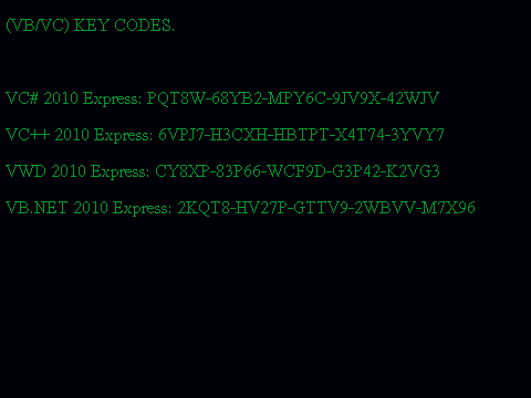 VB/VC key codes.