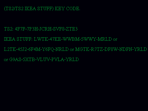 THE SIMS 2/THE SIMS 2 IKEA STUFF KEY CODE!