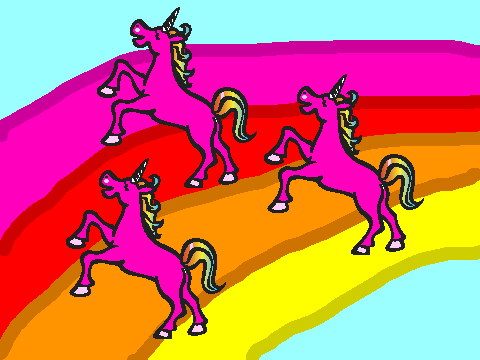 Pink Unicorns On Rainbows