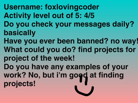 My application for finder of project of the week