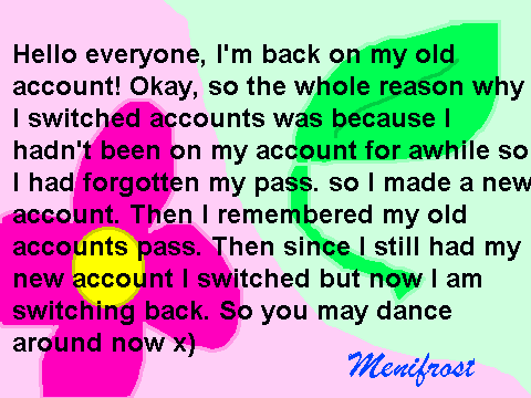 I'm back on this account :)