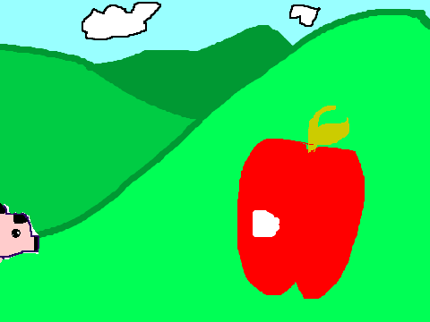 pig eating an apple