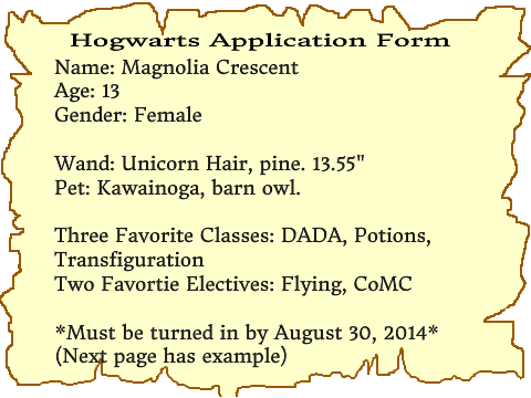 My hogwarts application