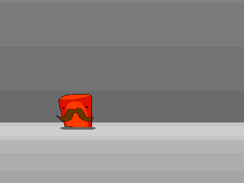 Jello with a mustache demonstrates gravity