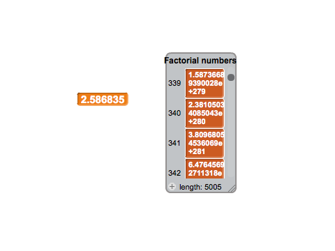 e and Factorial number caculator