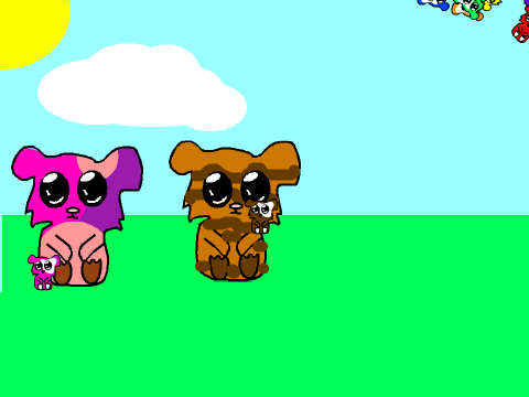 Cute little pets sitting outside and 7 twirled aroud