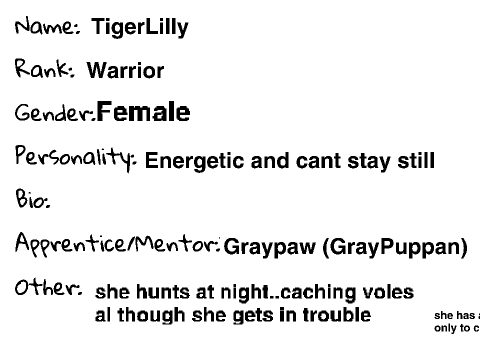 LeafClan RPG sign-up sheet remix