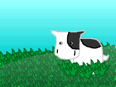 Cow in the grass lol