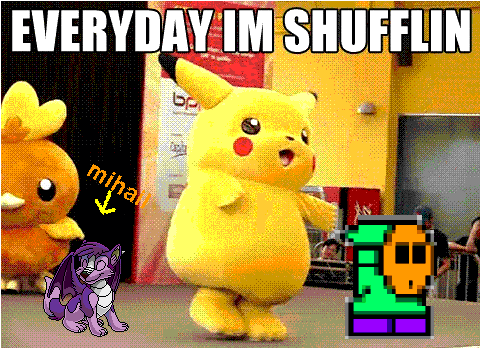 add yourself shufflin with pikachu