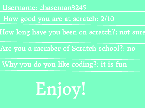 Interactive game class signups (For scratch school) remix