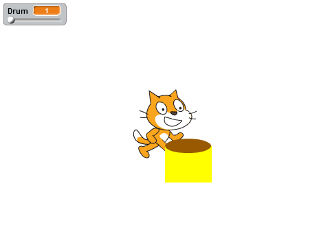 Bad visual interpretation of scratch cat playing intruments