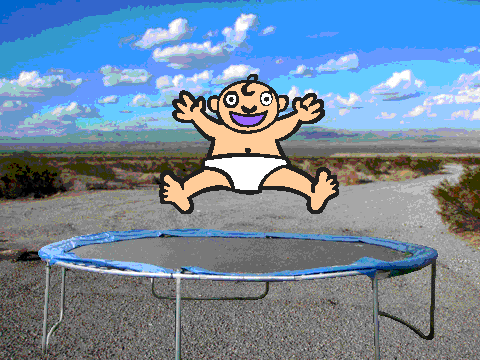 Baby on Trampoline