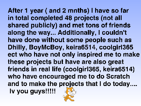 My 1st year on Scratch!!!