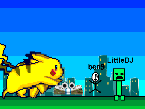add yourself running from giant pikachu