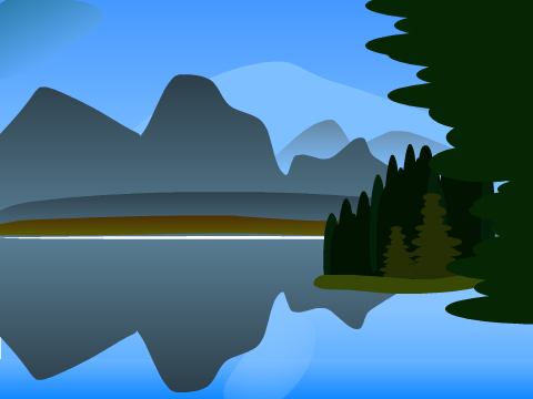 Reflections of Calm-Bob Ross Painting in Vector