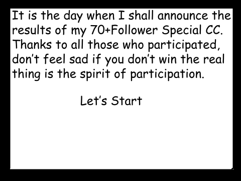 70+ Follower Special CC(Results)