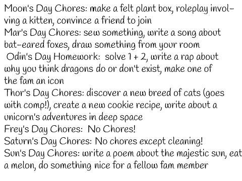True Meme House Schedule and Chores