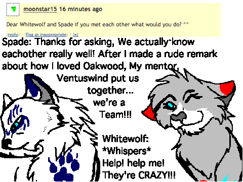 Ask my characters- WhiteWolf and spade
