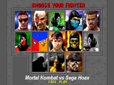 MK Vs Sega Hoax Character screen