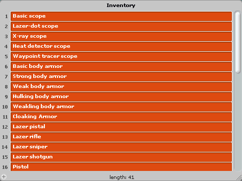 Weapons list