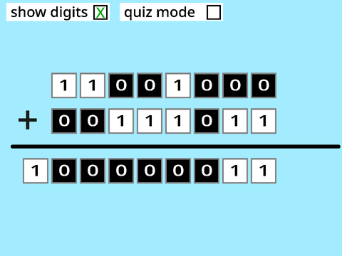 Binary Addition Calculator and Quiz