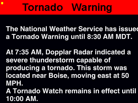 Tornado Warning, Ada County, Idaho