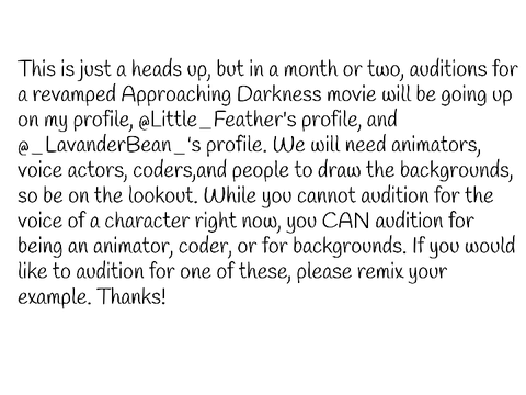 NEW APPROACHING DARKNESS INFO!