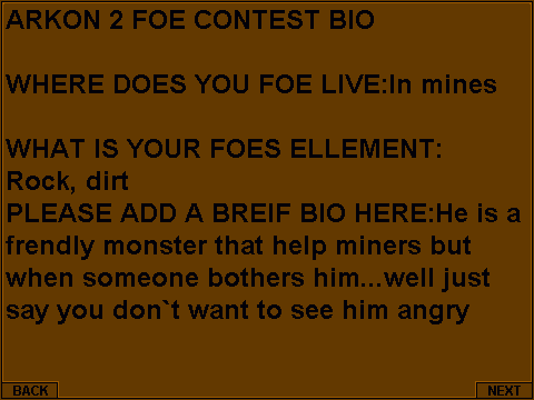 ARKON 2 FOE CONTEST