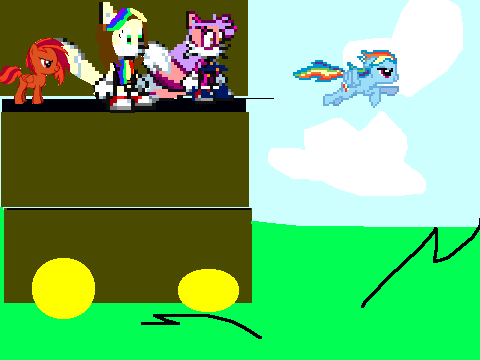 Add yourself flying with rainbowdash or chasing her!