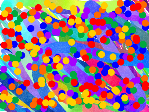 Rainbow bounce dots