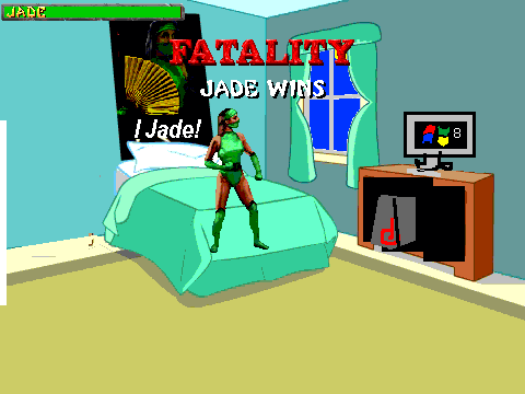 Jade Is Sleeping While Johnny Cage Is Hacking!