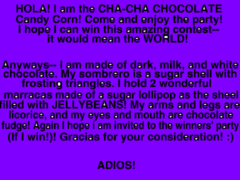 CHA-CHA CHOCOLATE Candy Corn! My entry