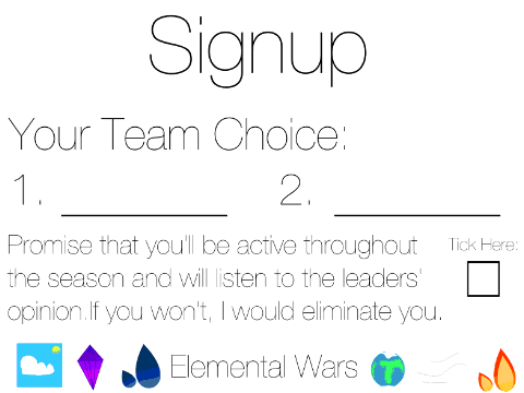 Elemental Wars Signup