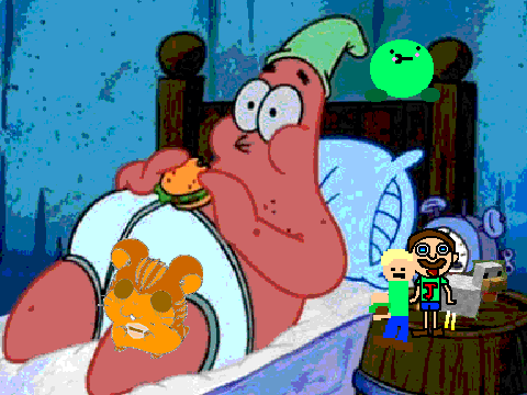 Add yourself eat a patty with patrick