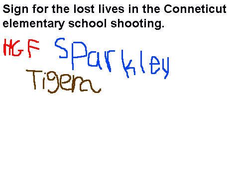 Sign for the lost lives in the Conneticut school shooting