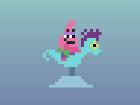 Patrick Riding a Seahorse