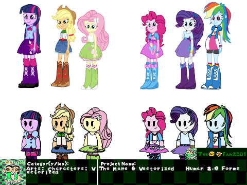 The Mane 6 Vectorized + Human 2.0 Forms
