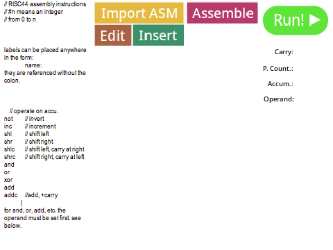 RISC44 Assembler and Emulator