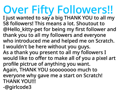 Over Fifty Followers!!